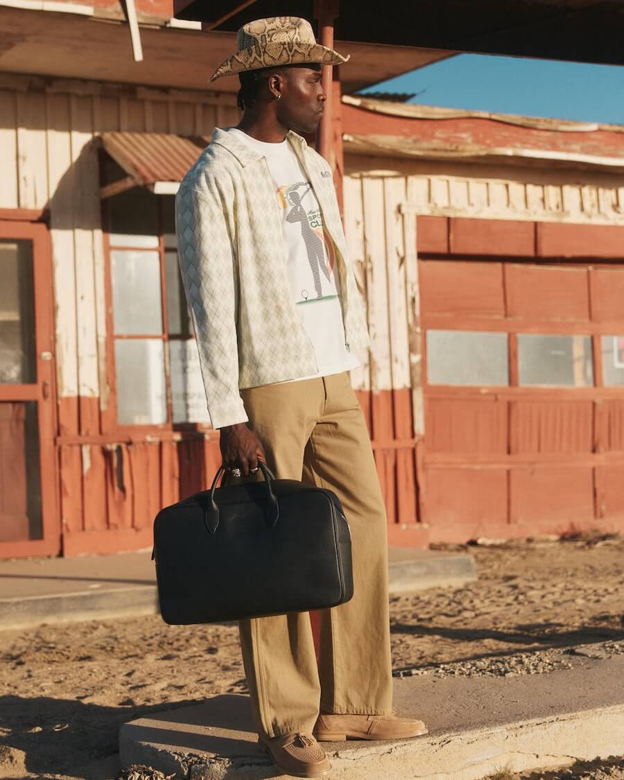 Black Leather Briefcase Duffle
