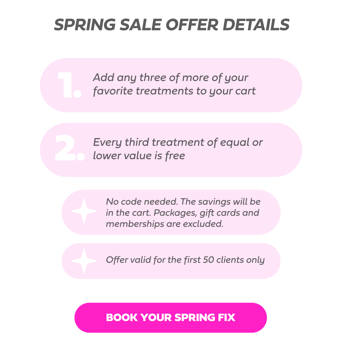 SPRING SALE OFFER DETAILS