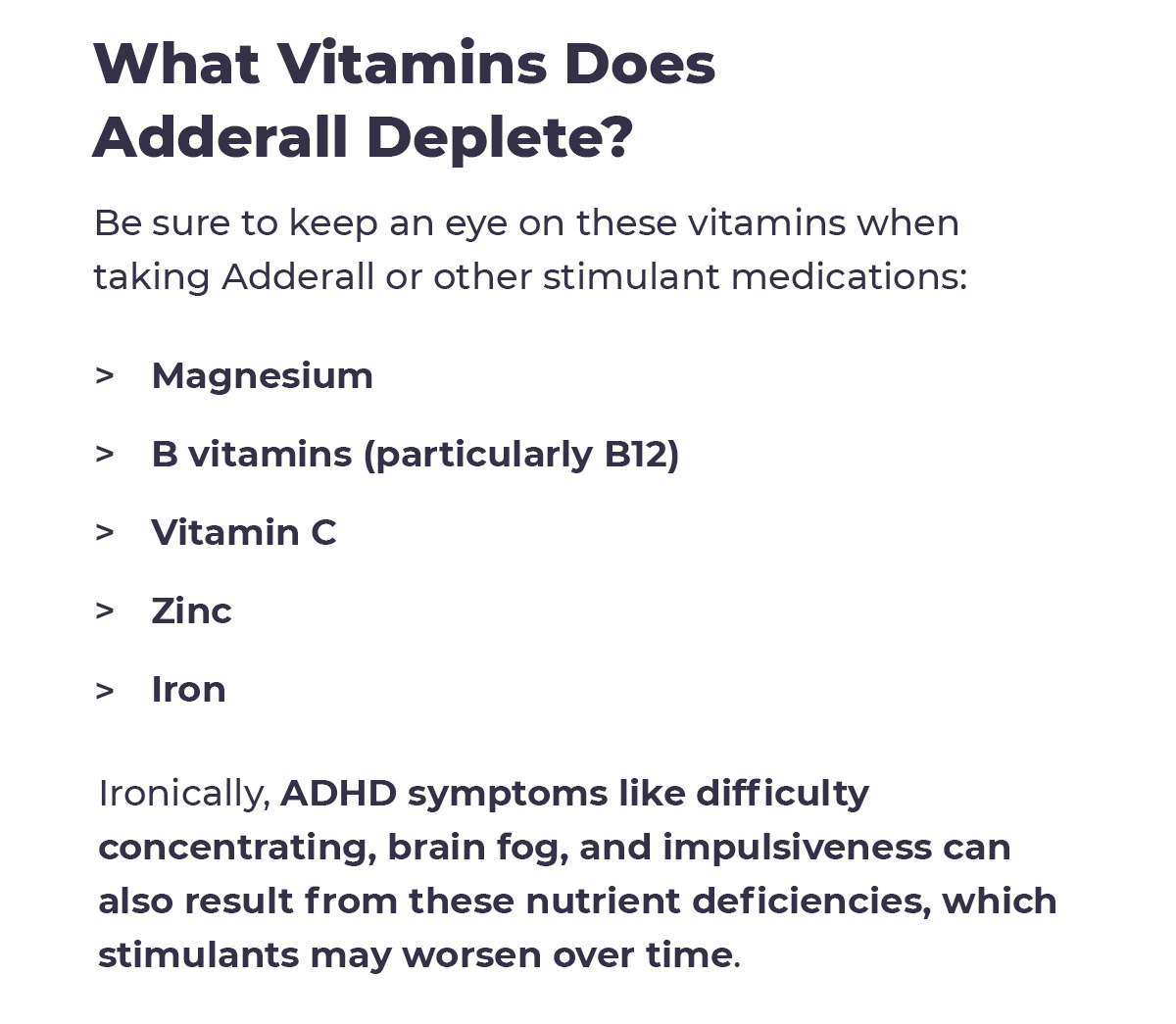 Adderall and vitamin deficiencies BodyBio