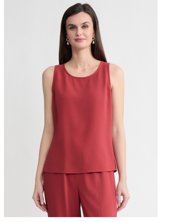 Classic Crepe de Chine Tank Top, Russet
