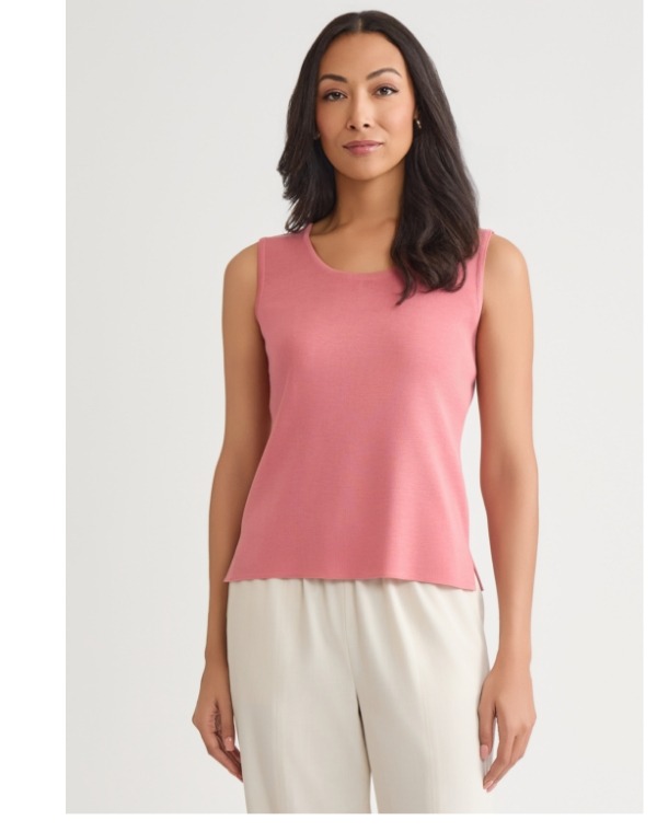 Double Scoop Neck Knit Tank, Honey Suckle - True Fit