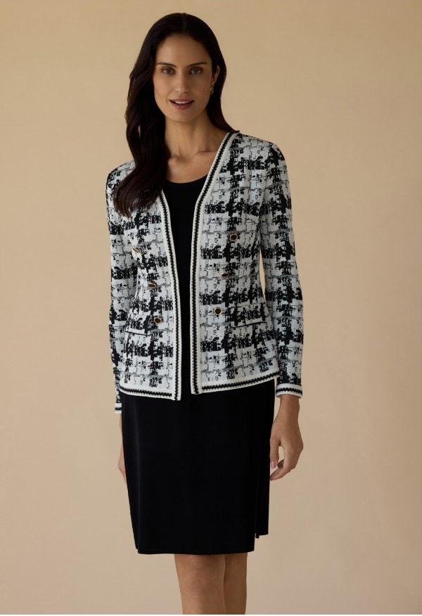 Tailored Faux Double Breasted Knit Jacket