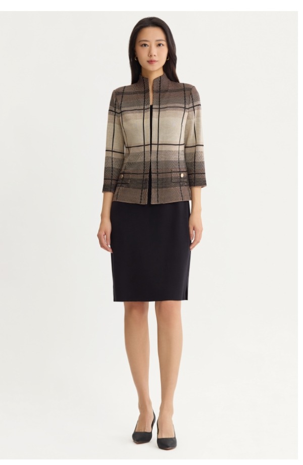 Heritage Ombre Grid Flat Knit Jacket