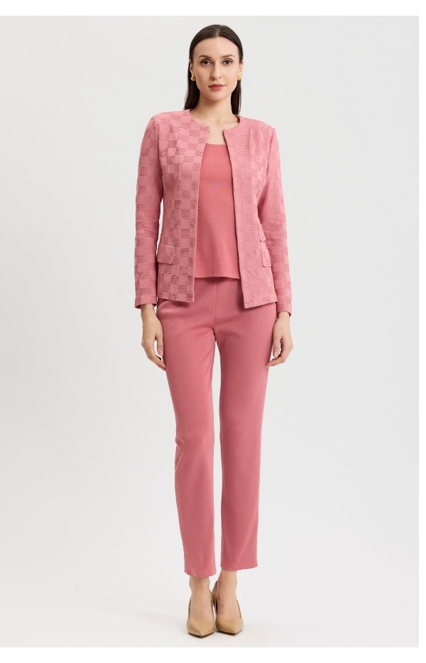 Tailored Tonal Checkered Knit Jacket