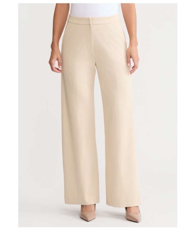 Naomi Wide Leg LuxeStretch Ponte Pant, Biscotti - True Fit