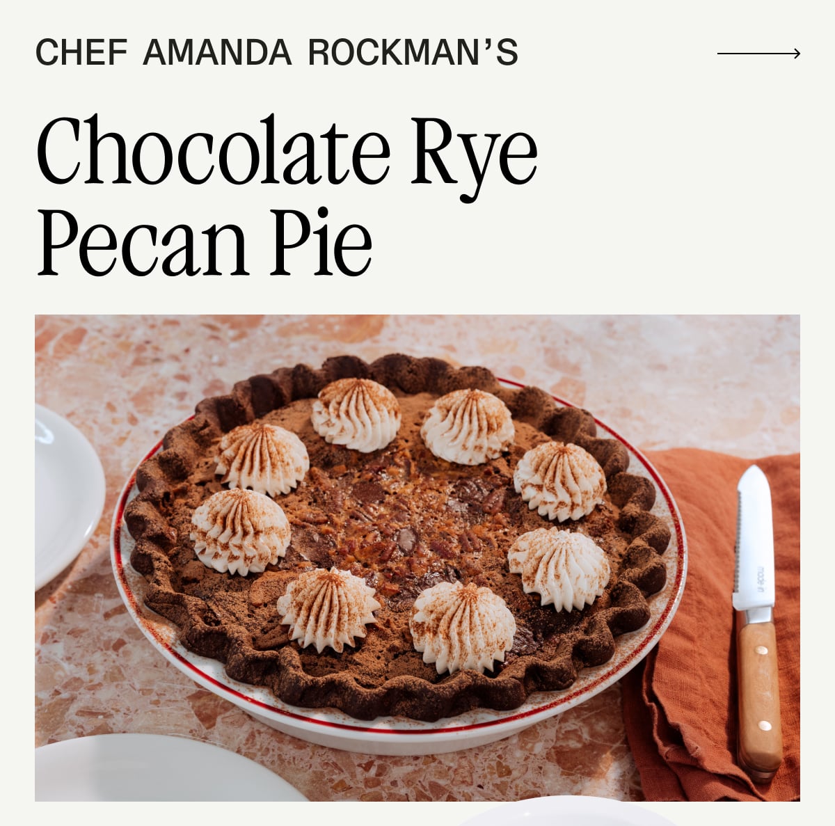 CHEF AMANDA ROCKMAN'S Chocolate Pye Pecan Pie-- What You'll Need: PIE SERVING SET -- SHOP