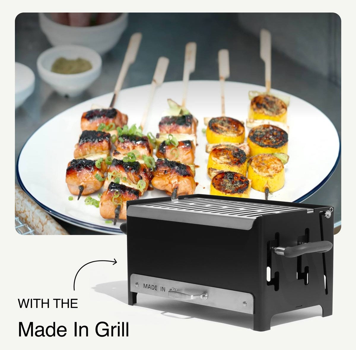 Negima Yakitori (Japanese Chicken Skewers with Scallion) - Did you know "Yakitori" means "grilled bird"? These chicken and scallion skewers are so worth the smoky clothes. - with the Made In Grill