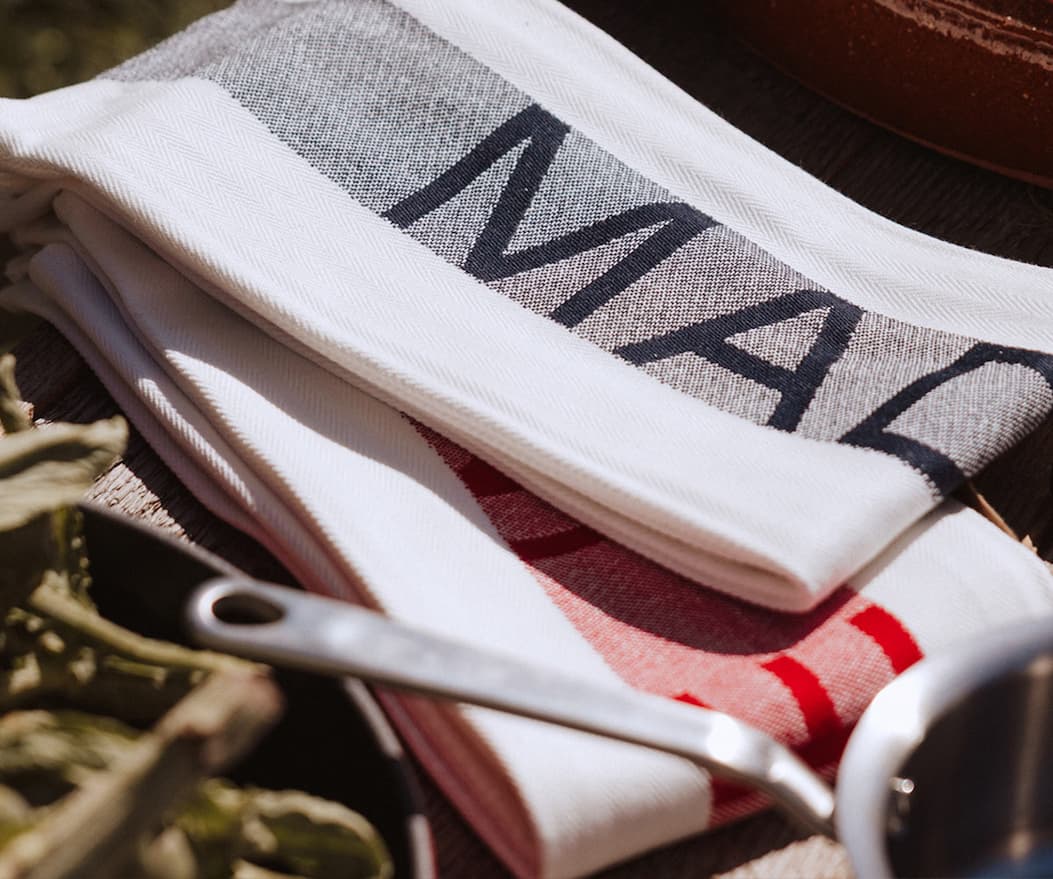 Two chef towels - red & black Two chef towels - red & black