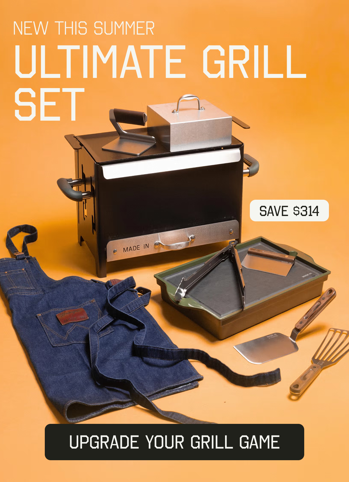 New This Summer - Grill Tools Have Arrived - Photo of Made In Bench Scraper Being Used on Made In Grill