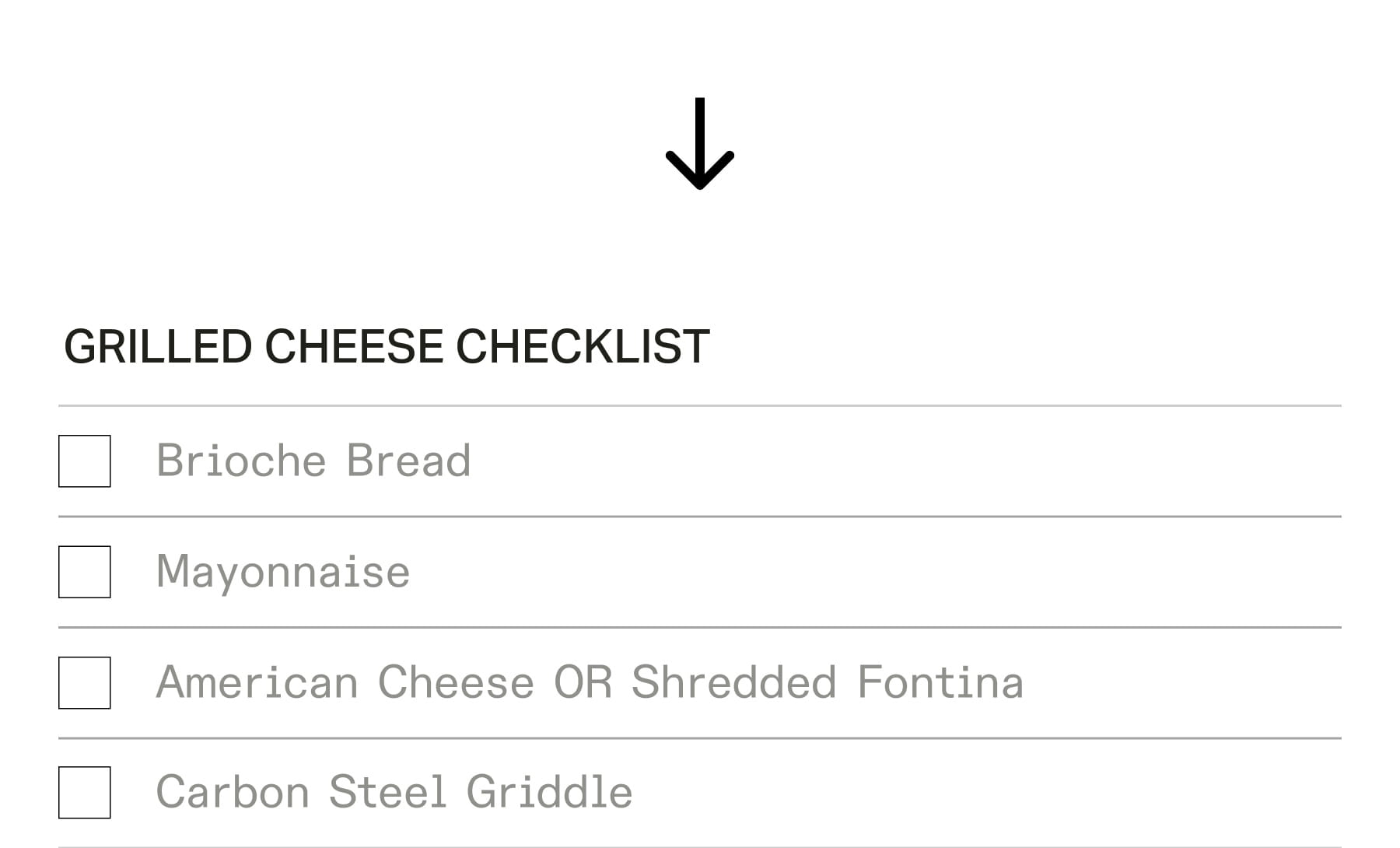 Grilled Cheese Checklist
