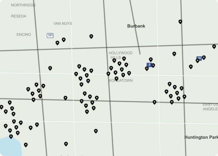 Map of Los Angeles restaurants using Made In Cookware