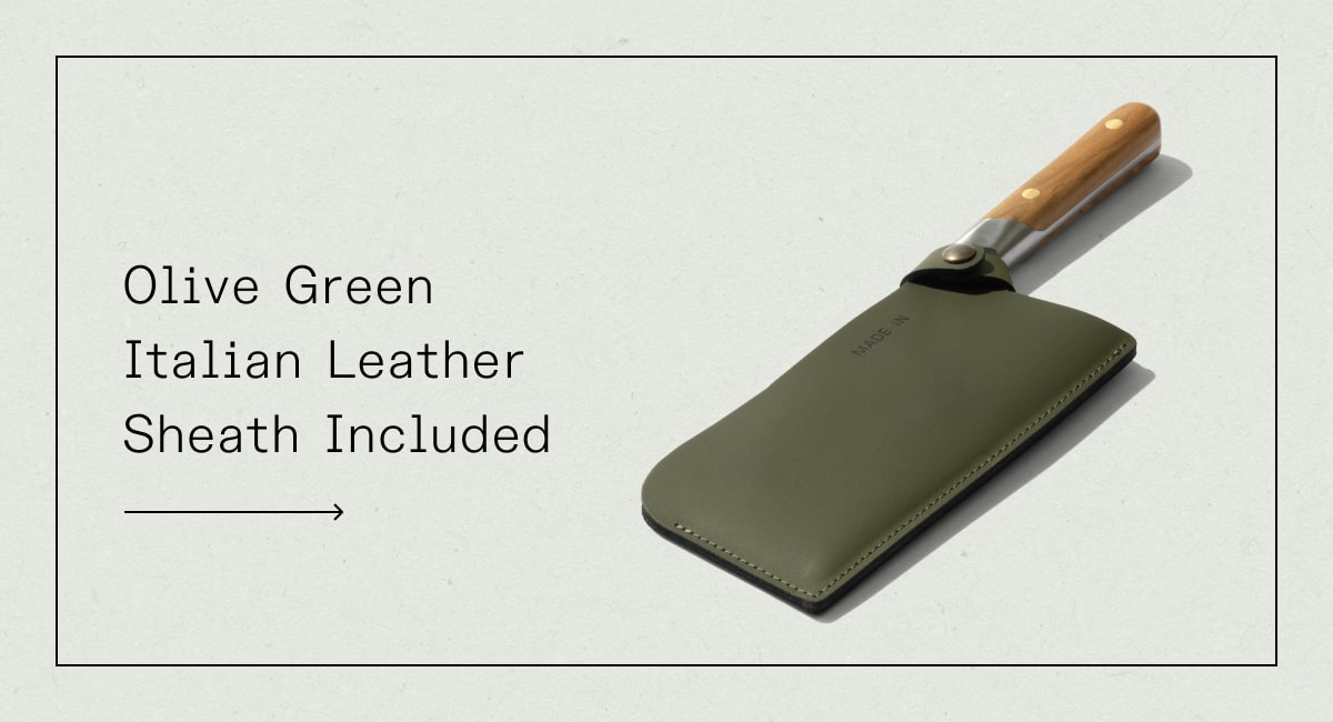 Olive green Italian leather sheath included Olive green Italian leather sheath included