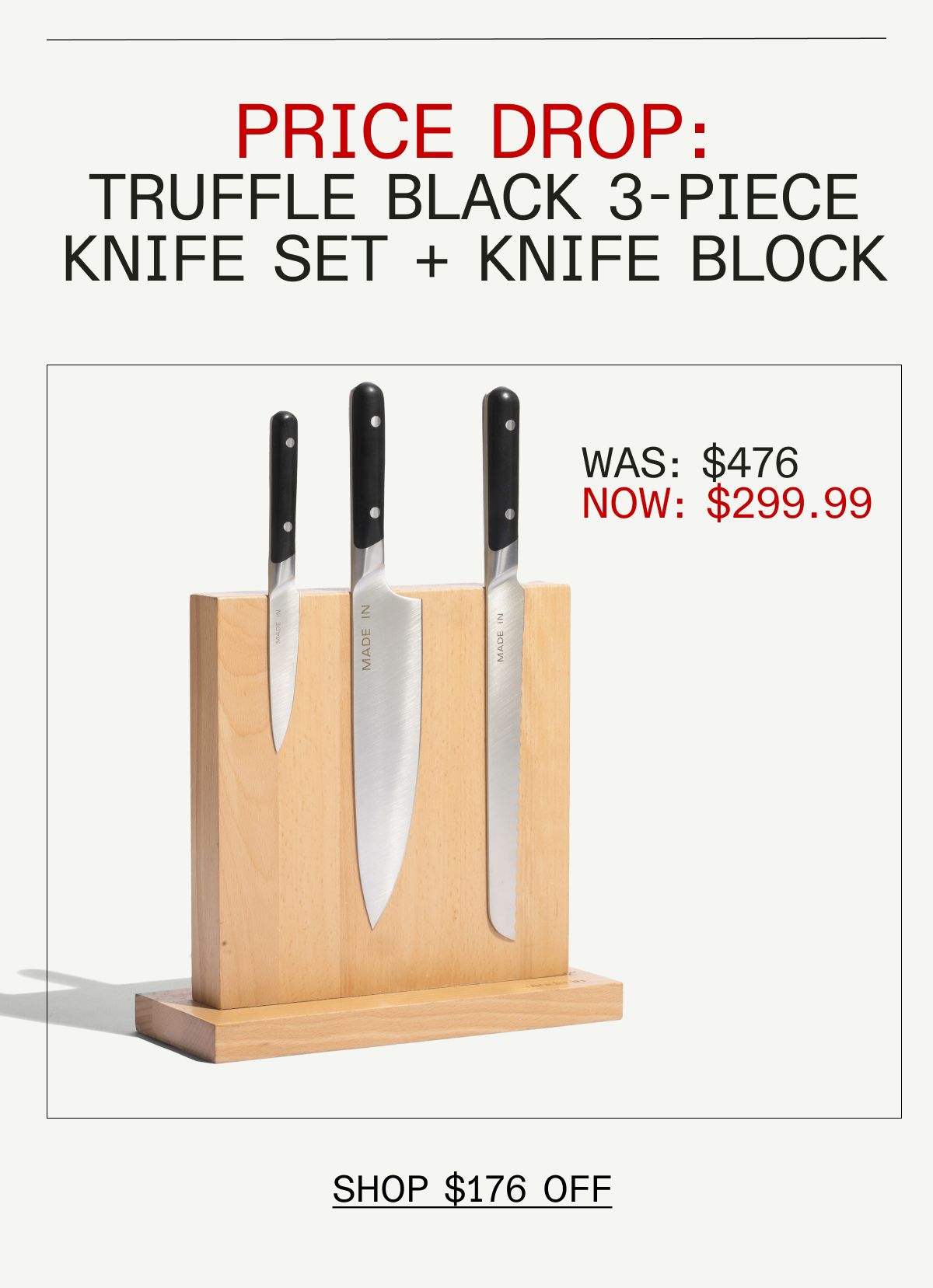 3-PIECE KNIFE SET IN TRUFFLE BLACK + KNIFE BLOCK