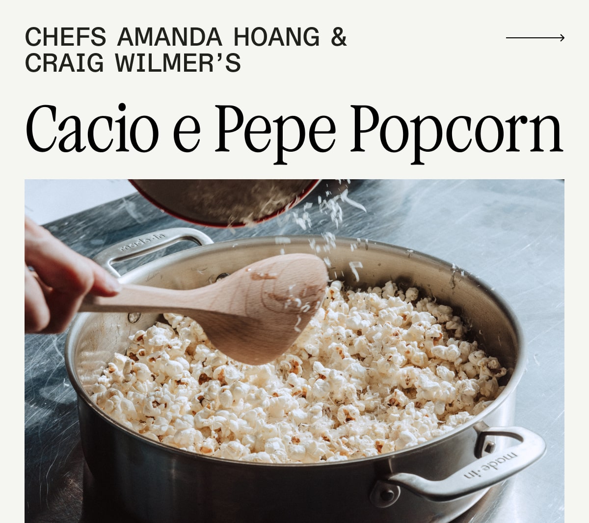 Chef Amanda Hoang & Craig Wilmer's Cacio e Pepe Popcorn