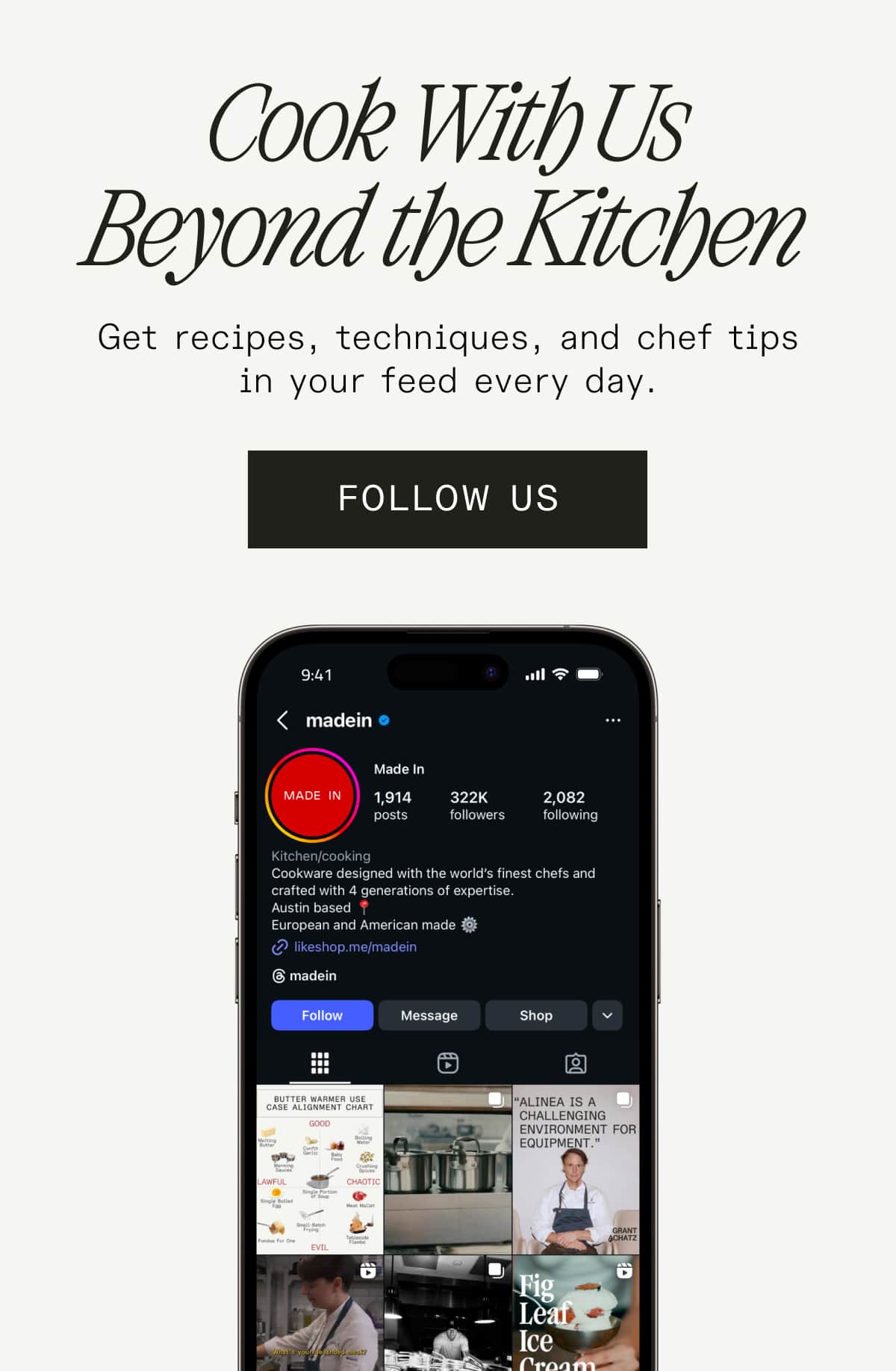 Cook With Us Beyond the Kitchen - Get recipes, techniques, and chef tips in your feed every day. - Follow Us Cook With Us Beyond the Kitchen - Get recipes, techniques, and chef tips in your feed every day. - Follow Us