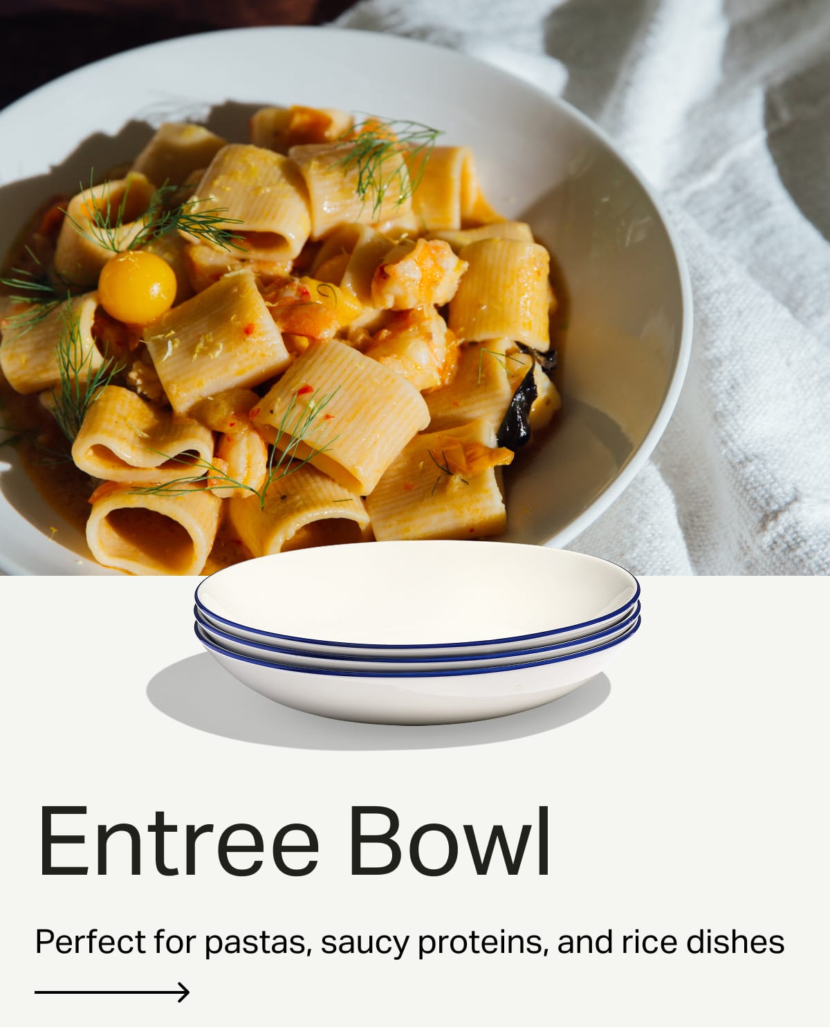 Entree Bowl. Perfect for pastas, saucy proteins, and rice dishes