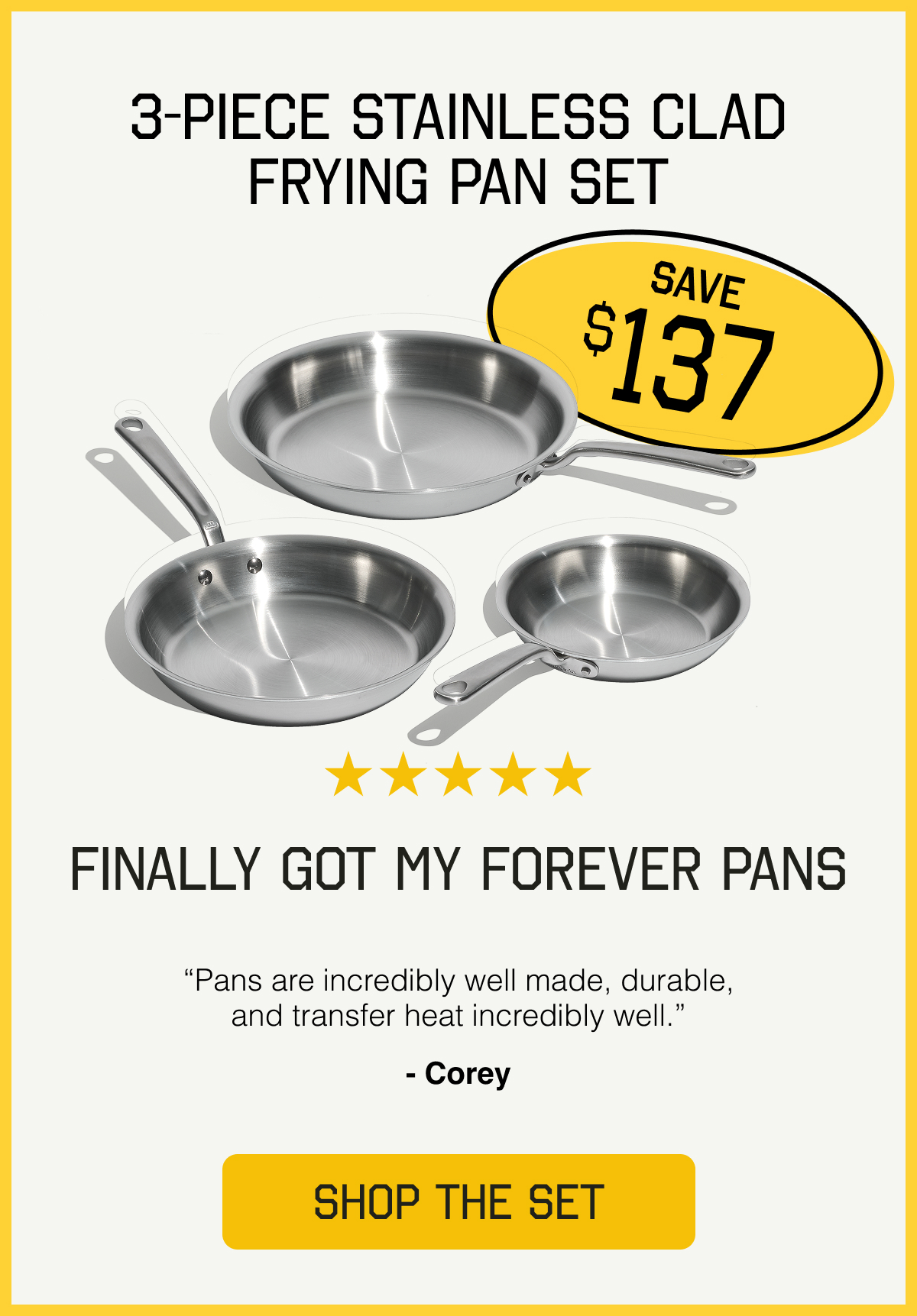 Save Big on the Stainless Clad Frying Pan Set