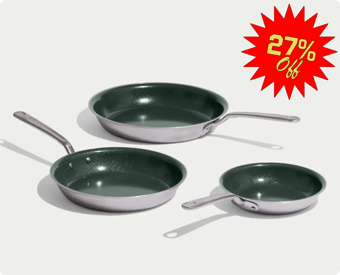 CeramiClad® 2.0 Non Stick Frying Pan Set in Willow Green. 22% OFF