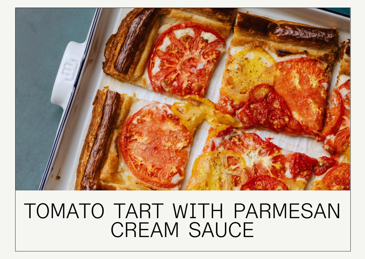 tomato tart with parmesan cream sauce