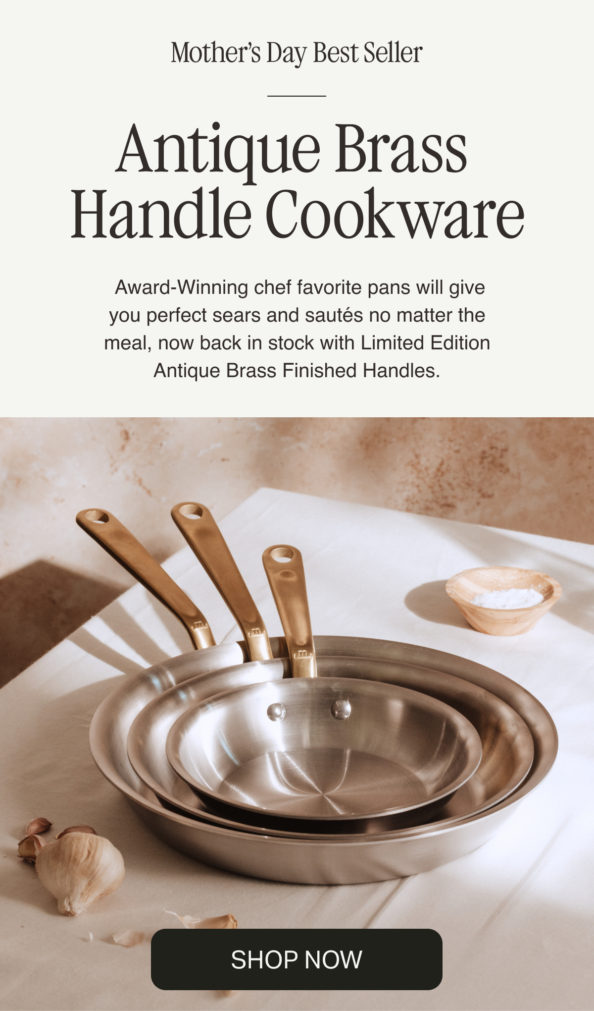 Bestsellers for Antique Lovers. STAINLESS FRYING PAN with Antique Brass handles. Shop Now