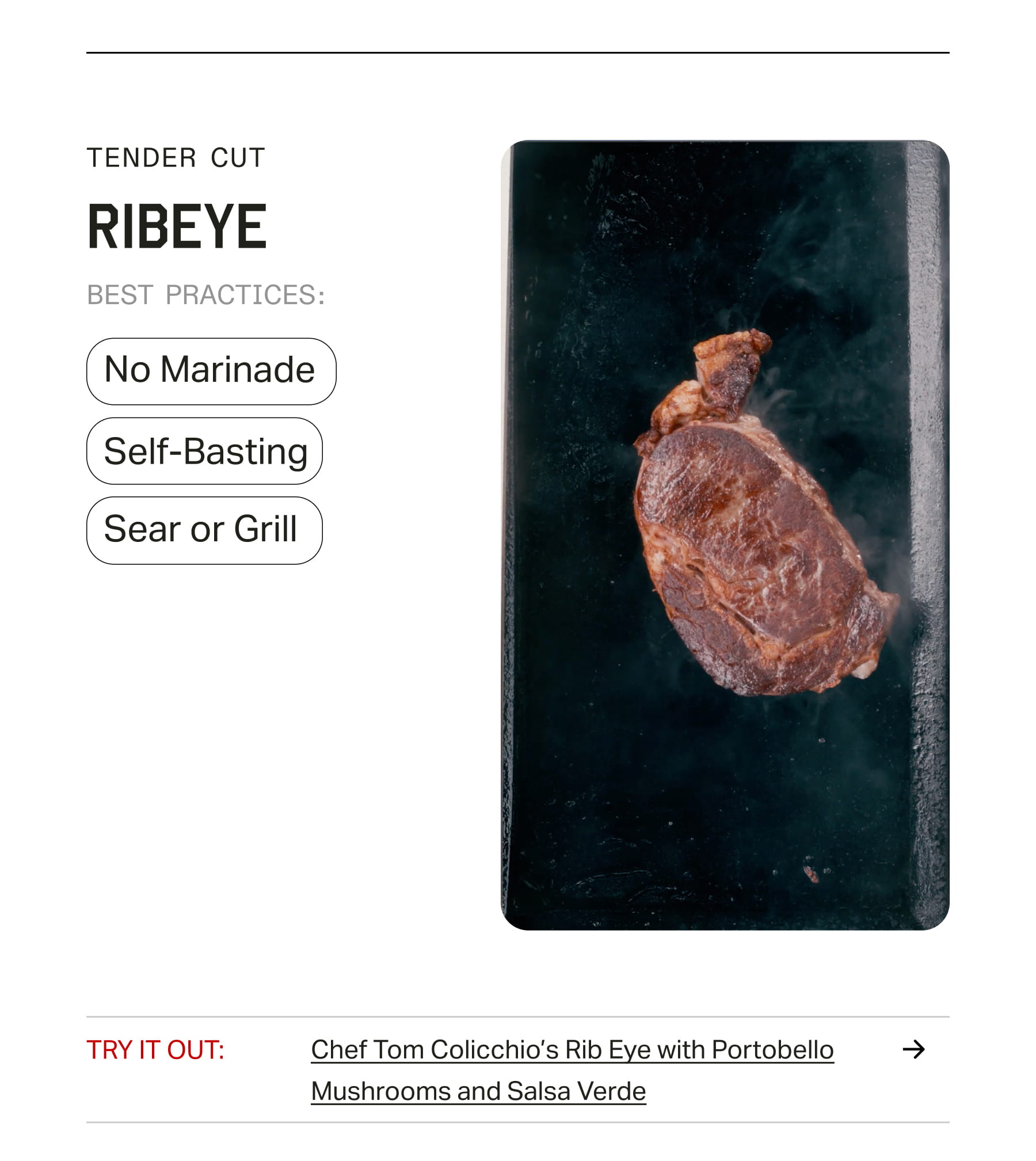 Recipe | Chef Tom Colicchio's Rib Eye with Portobello Mushrooms and Salsa Verde