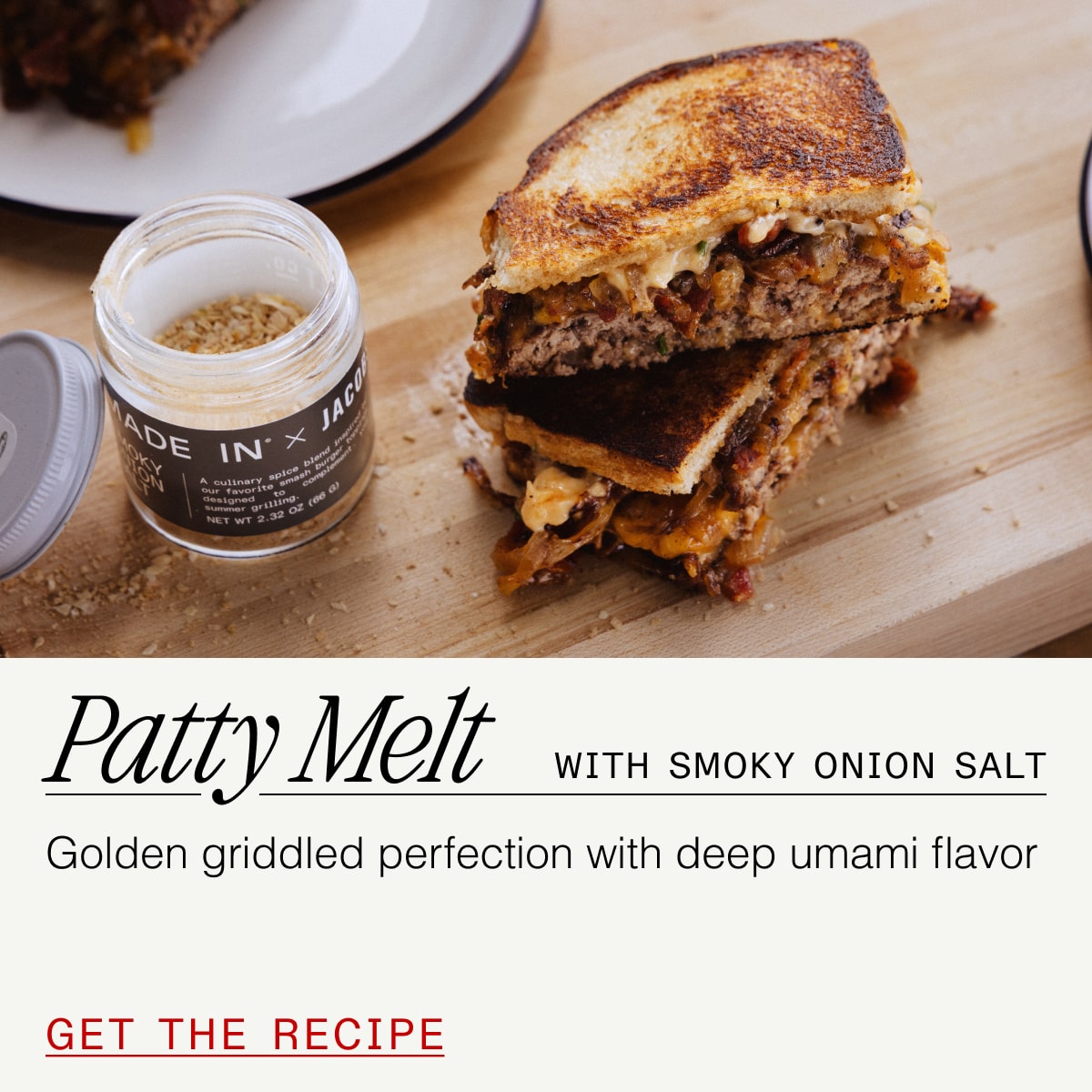 Patty Melt: Golden griddled perfection with deep umami flavor
