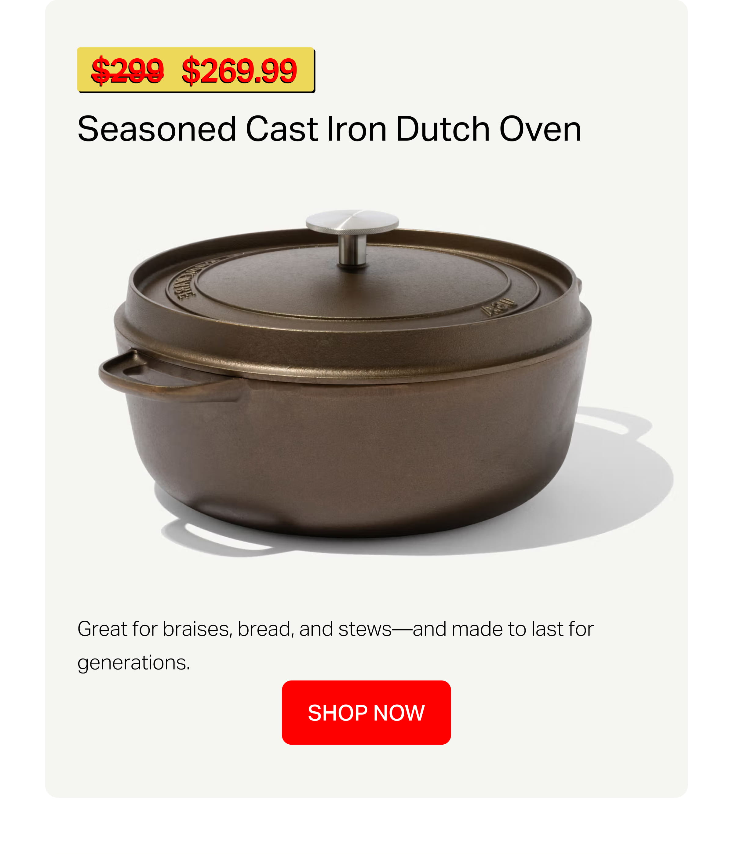  Seasoned Cast Iron Dutch Oven