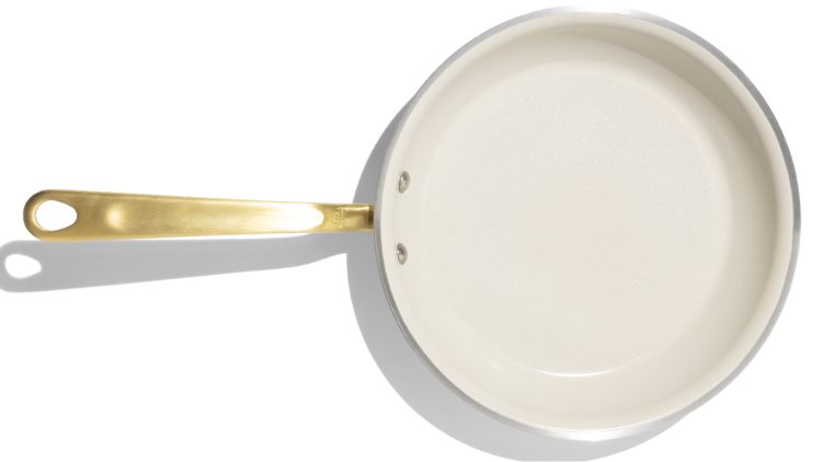 Sand CeramiClad non stick frying pan with antique brass handle