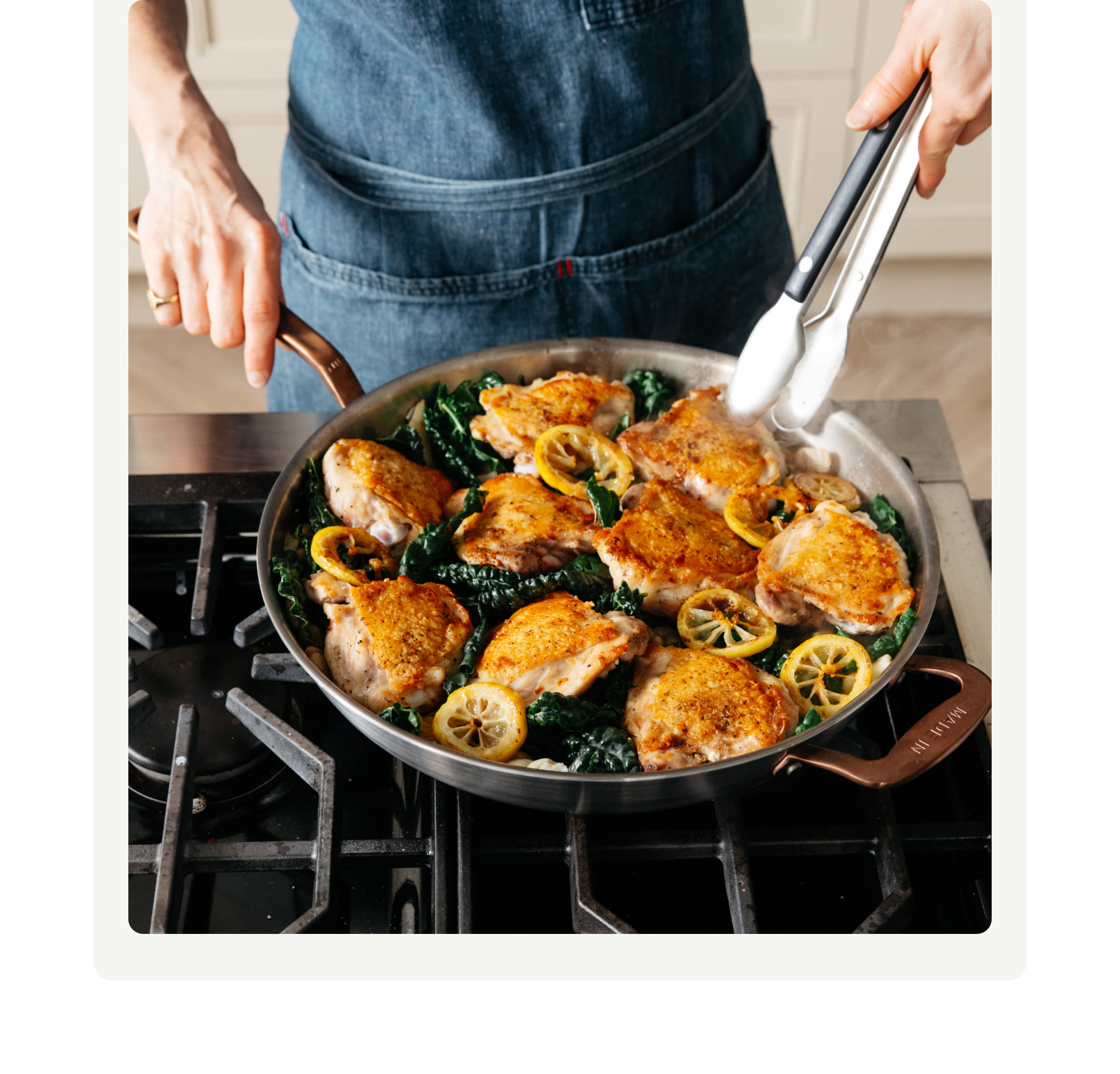 One-Pan Braised Chicken Thighs with White Beans and Greens