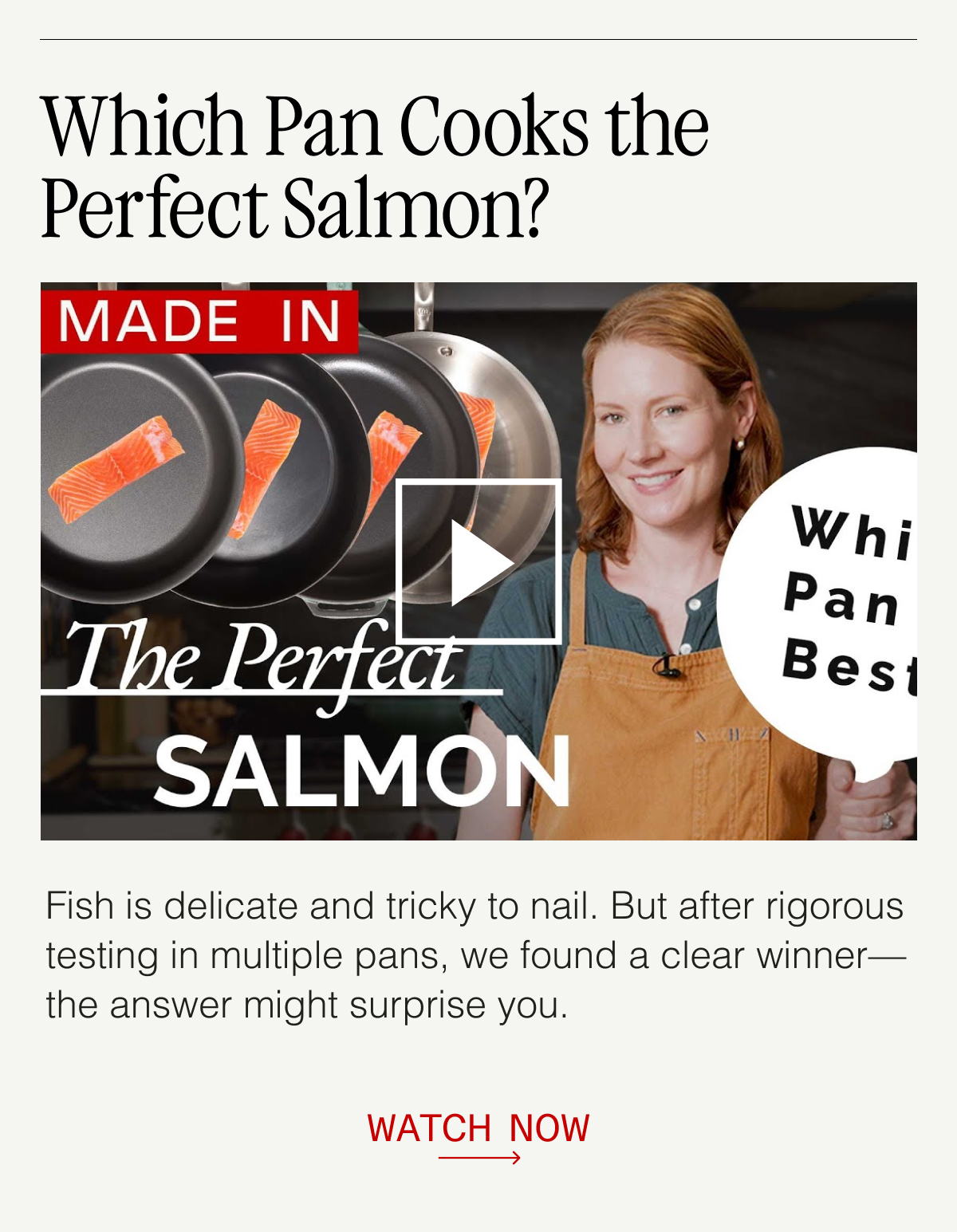 Which Pan Cooks the Perfect Salmon? Fish is delicate and tricky to nail. But after rigorous testing in multiple pans, we found a clear winner—the answer might surprise you. Watch Now