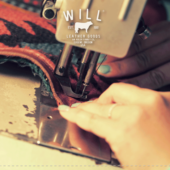 Will Leather Goods leather bag being sewn by hand