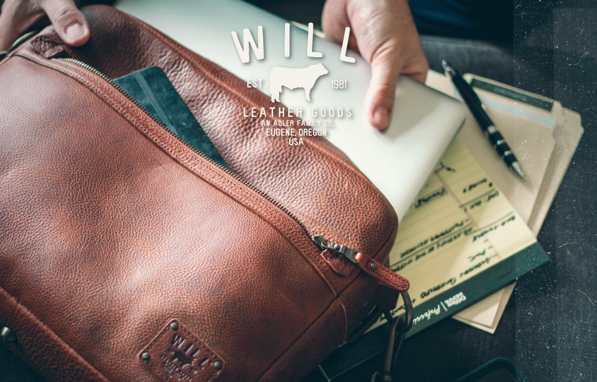 Will Leather Goods work bag with notebook and daily essentials