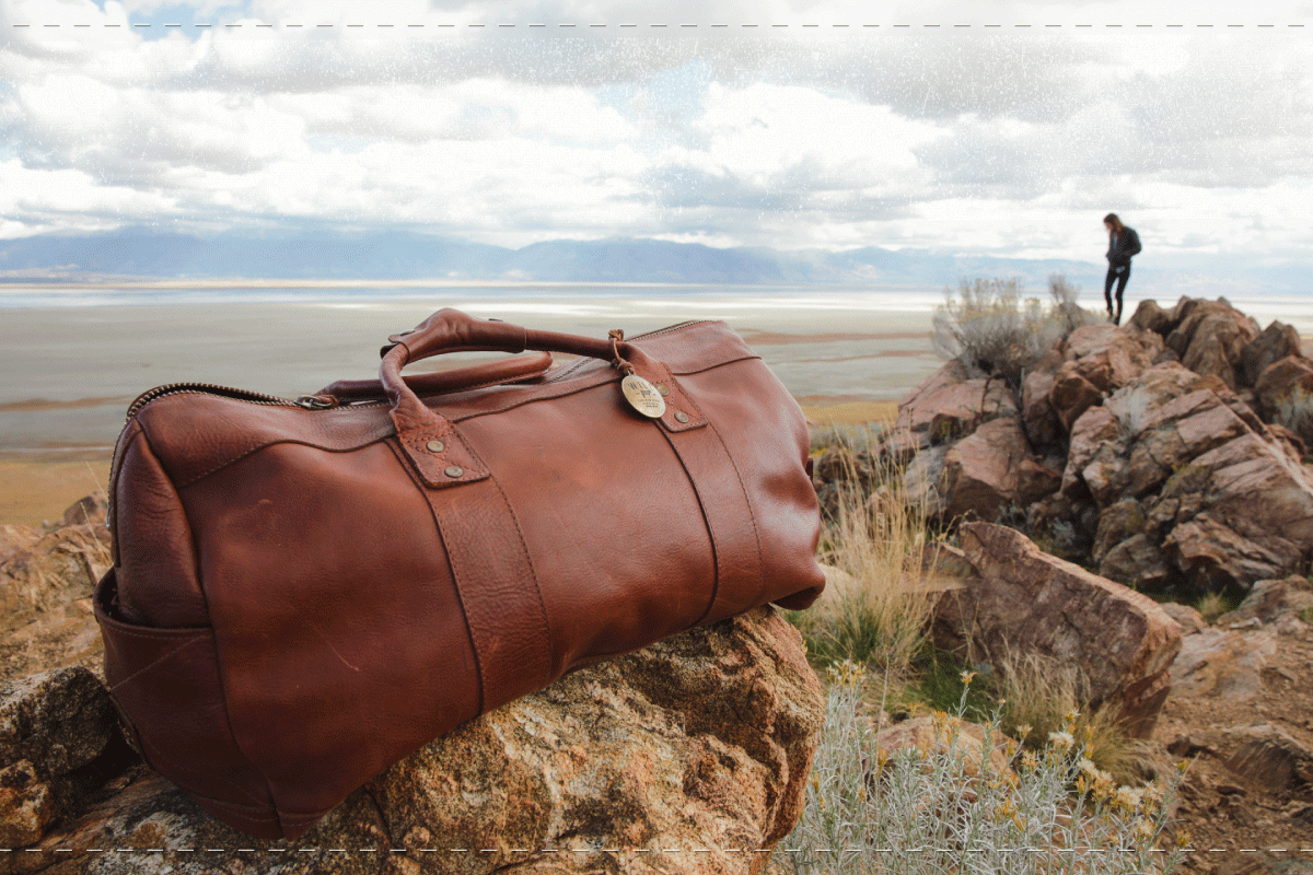 Leather Atticus Shoe Duffle in cognac