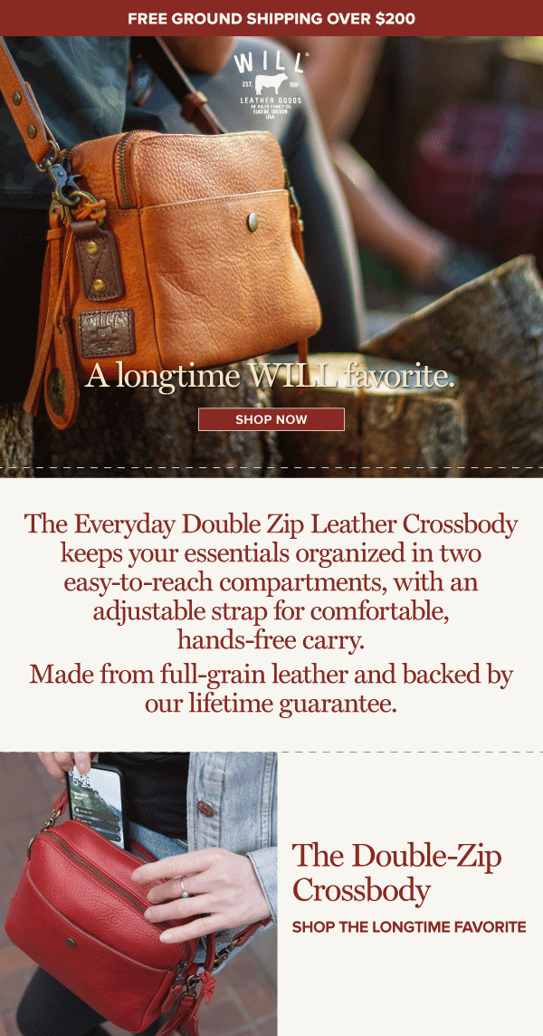 Everyday Double Zip Leather Crossbody