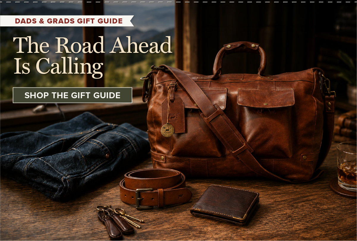 Dads and Grads Gift Guide: full-grain leather travel bags built for the road ahead