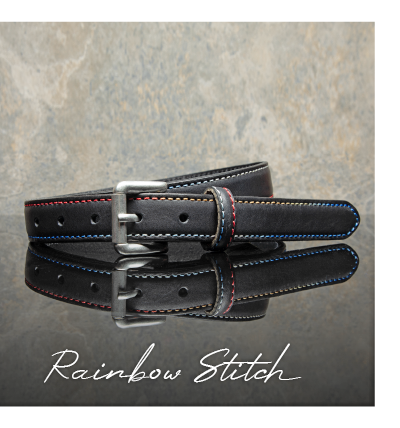 Rainbow Stitched Belt in Black