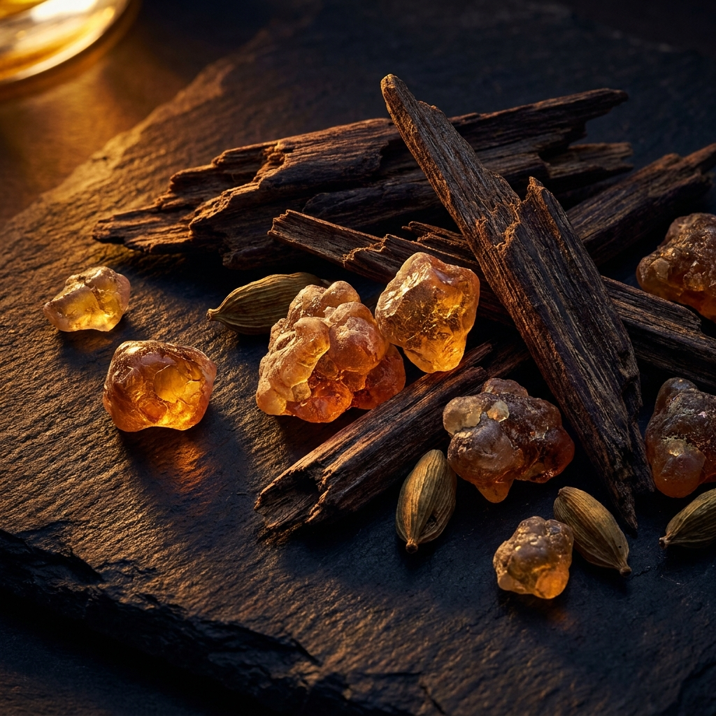 Oud and amber resin