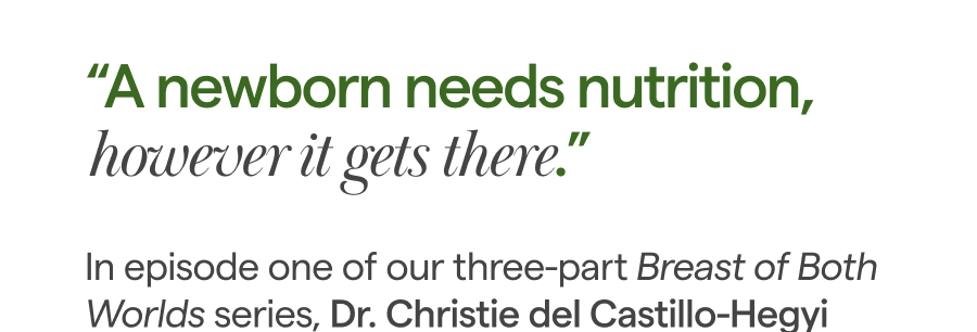"A newborn needs nutrition, however it gets there."