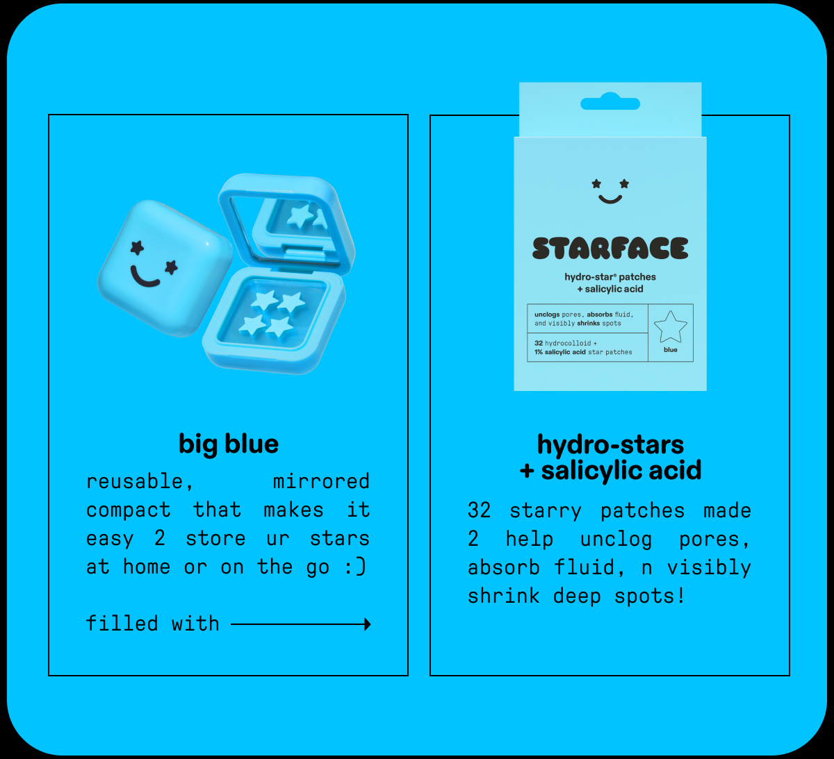 big blue + hydro-stars + salicylic acid
