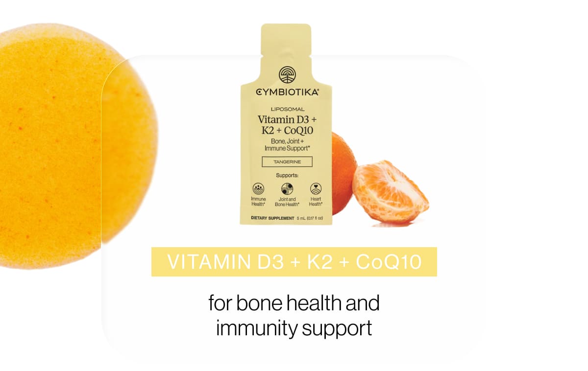 Vitamin D3 + K2 + CoQ10 for bone health and immunity support