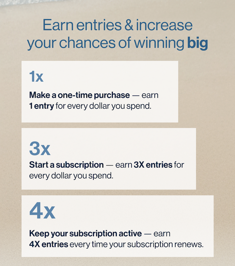 Earn entries & increase your chances of winning big