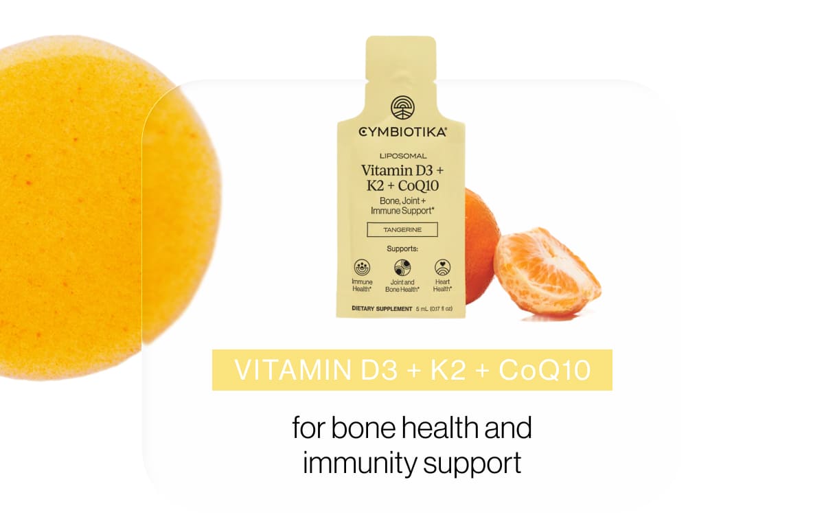 Vitamin D3 + K2 + CoQ10 for bone health and immunity support