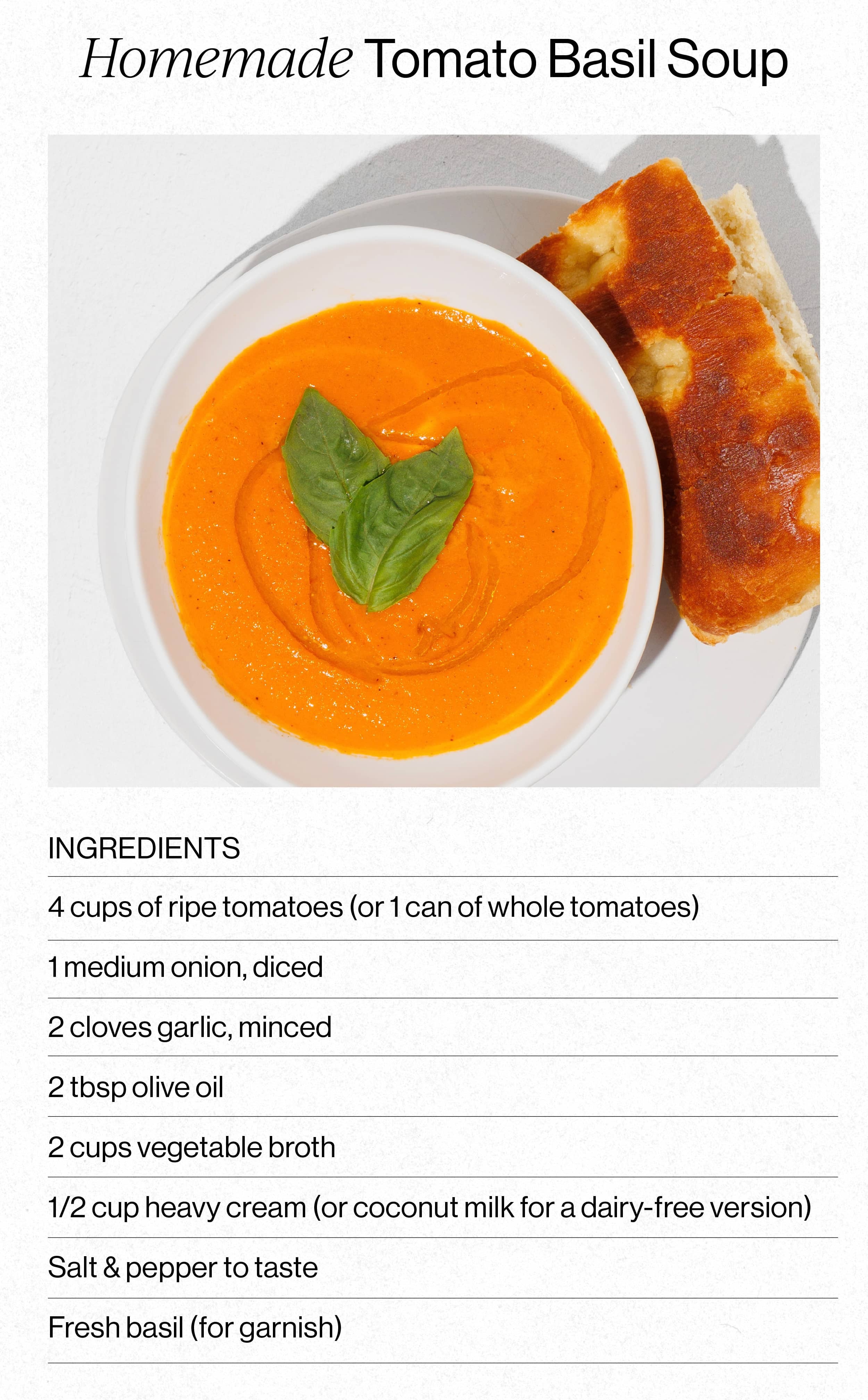 Homemade Tomato Basil Soup