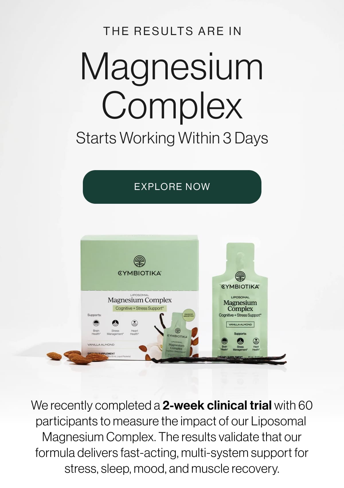 Liposomal Magnesium Complex starts working within 3 days