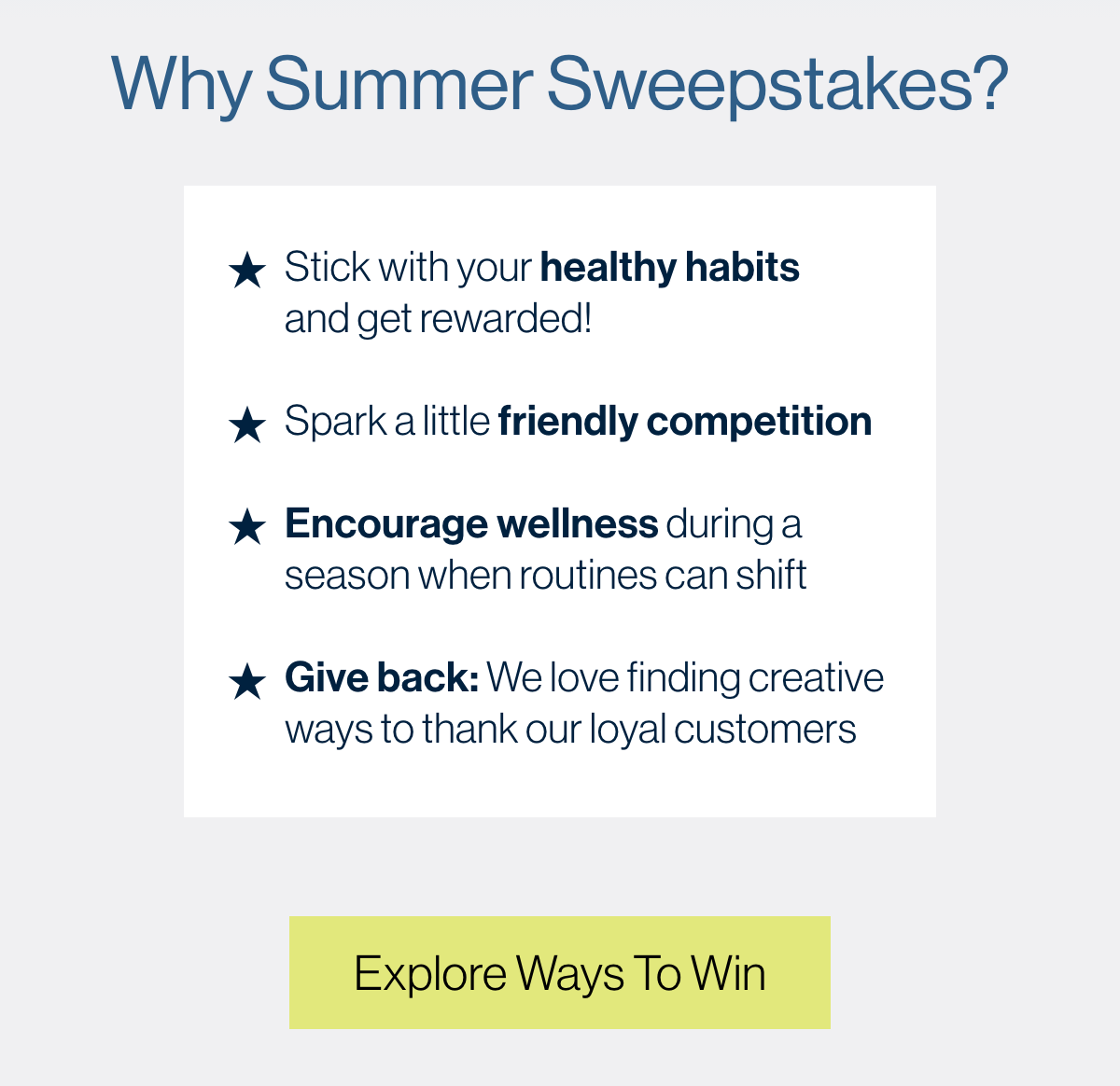 Why Summer Sweepstakes?