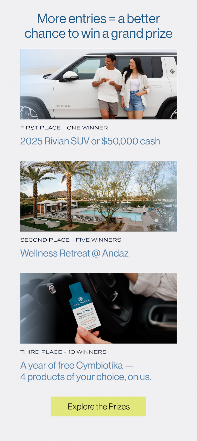 More entries = a better chance to win a grand prize