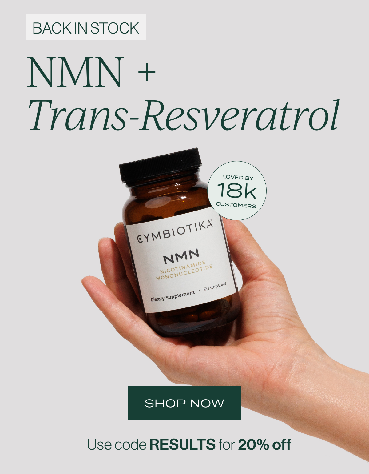NMN + Trans - Resveratrol is BACK in stock