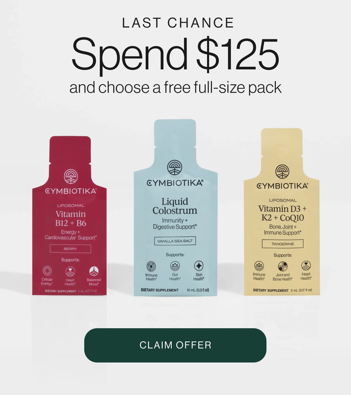 Last Chance Spend $125 and choose a free full-size pack 