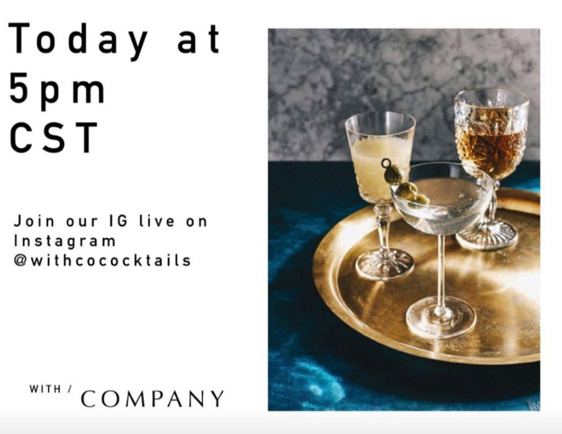 Join our friend at WithCo on their Instagram IGTV at 5pm for a virtual happy hour.