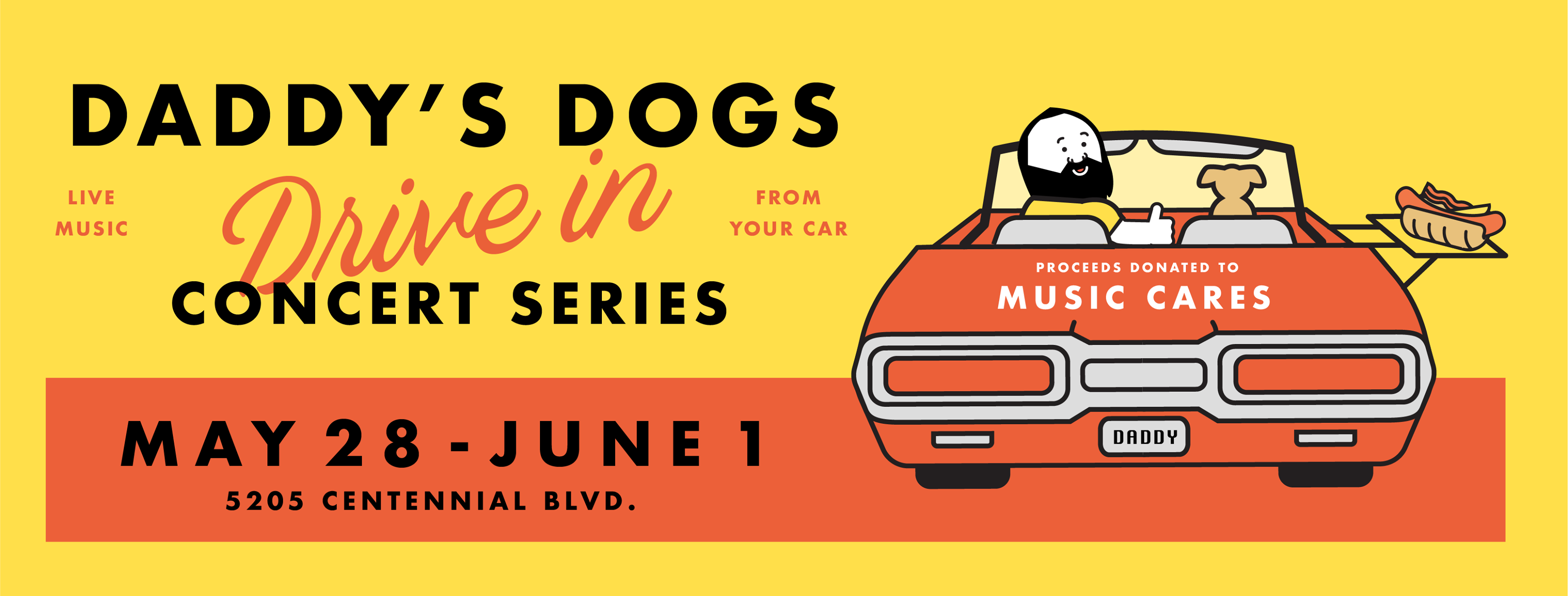 Sean Porter of Daddy’s Dogs is hosting a drive-in concert series at the Daddy’s Dogs location in the Nations nightly from 8-10 p.m.on Thursday, May 28, through Monday, June 1